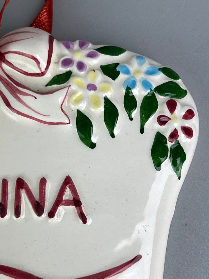 Coppia di targhette vintage in porcellana "Donna" e "Uomo"