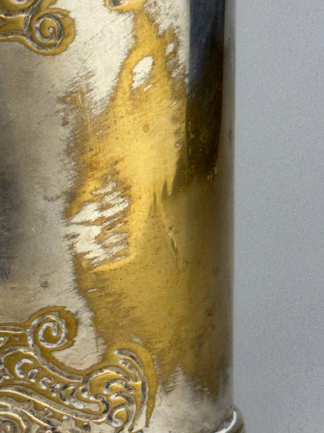 Scatola porta tè vintage in silverplate inciso