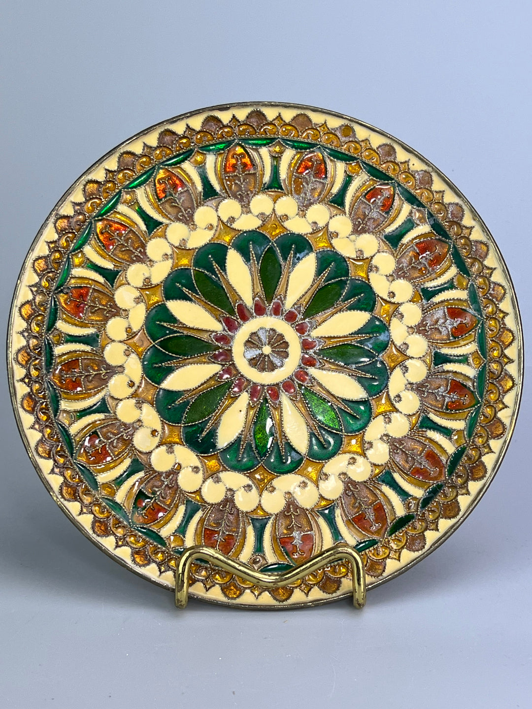 Piatto da parete marocchino in ottone smaltato