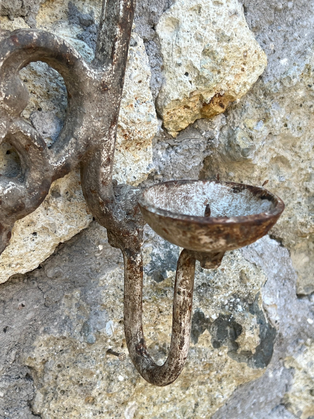 Portacandele due luci in ferro con specchio
