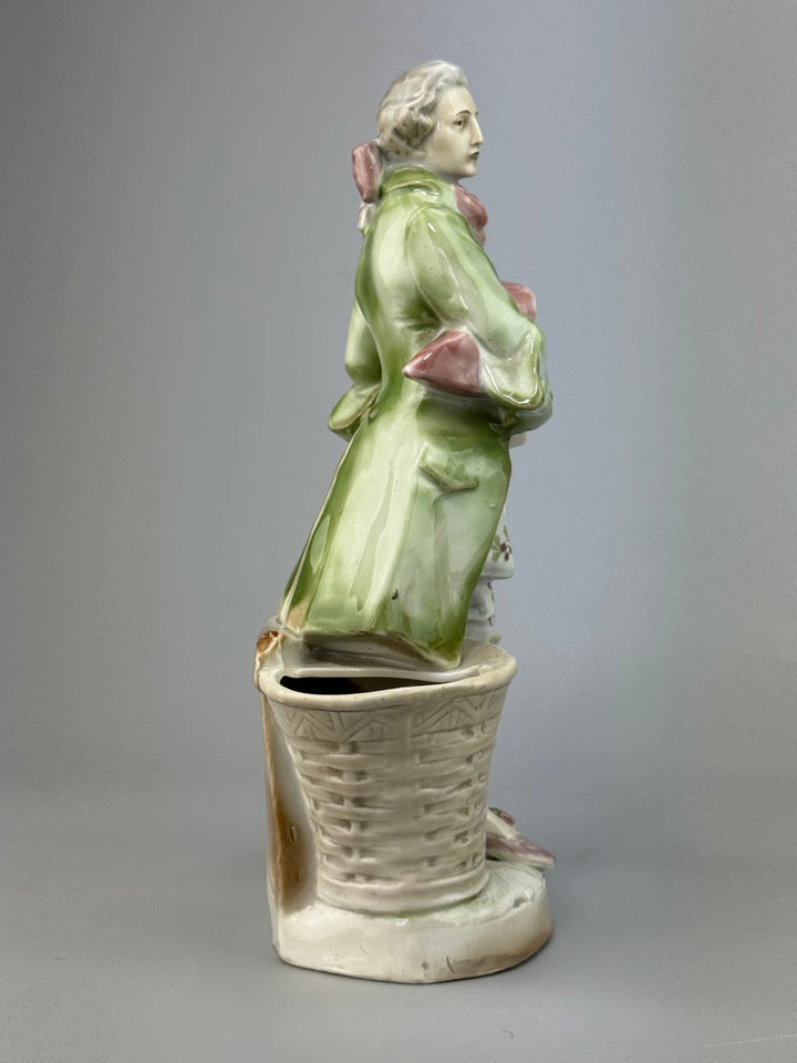 Statua portapenne portafiori in ceramica smaltata Figura galante