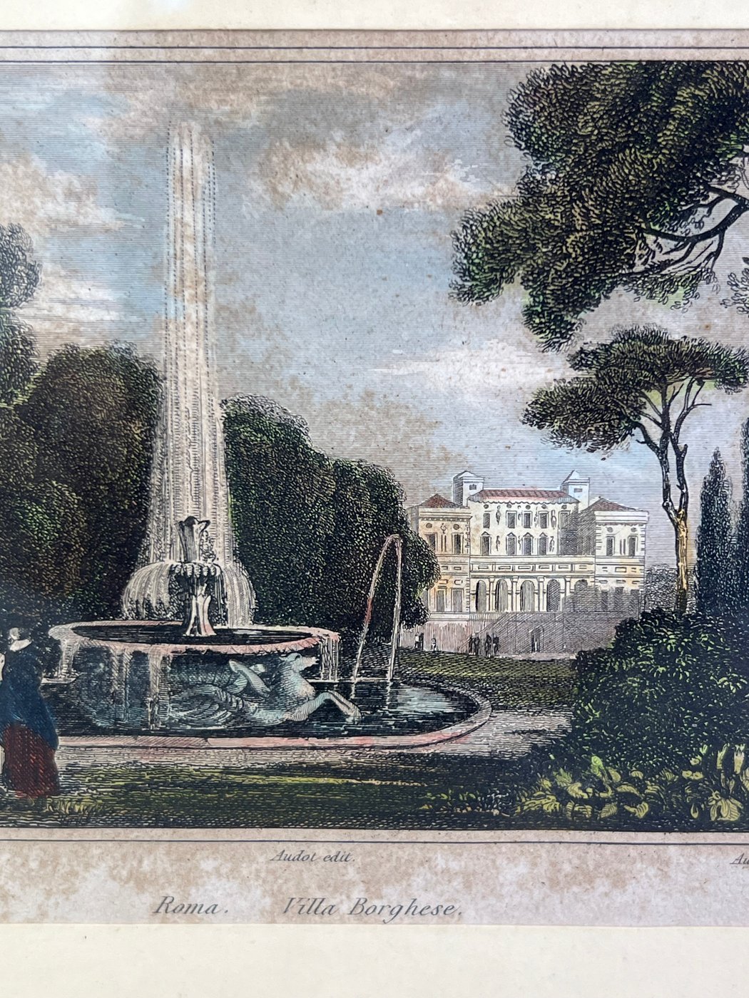 Set di 4 incisioni Roma antica colorate a mano XIX secolo