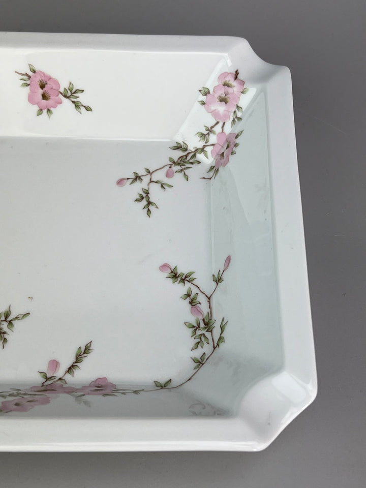 Posacenere in porcellana Bernardaud Limoges decoro floreale rosa