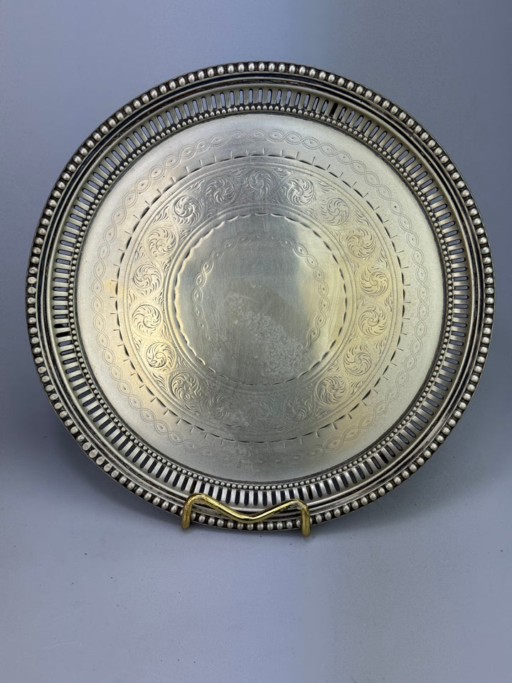 Vassoio con piedini vintage in silverplate Atkin Brothers primi ‘900