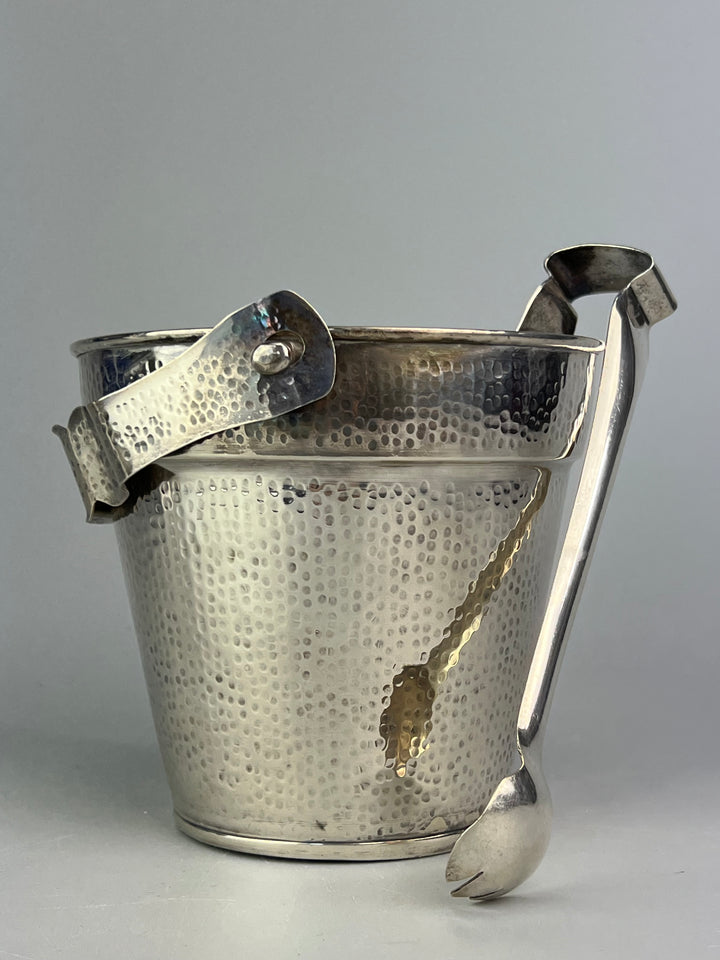 Secchiello da Ghiaccio in Silverplated Martellato con Pinza – Vintage