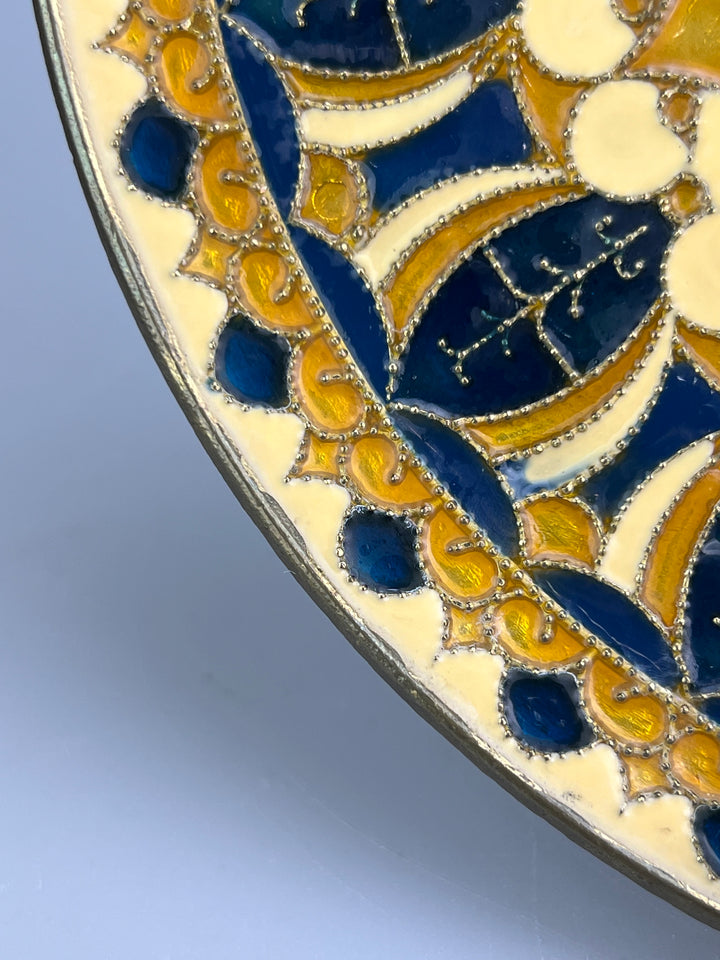 Piatto da parete marocchino in ottone smaltato