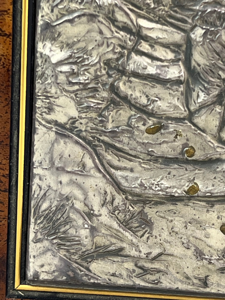 Scatola in legno radica con pannello in argento 999 e foglia oro EUROESSE