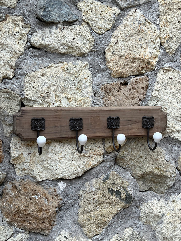 Appendiabiti da muro legno pomelli porcellana