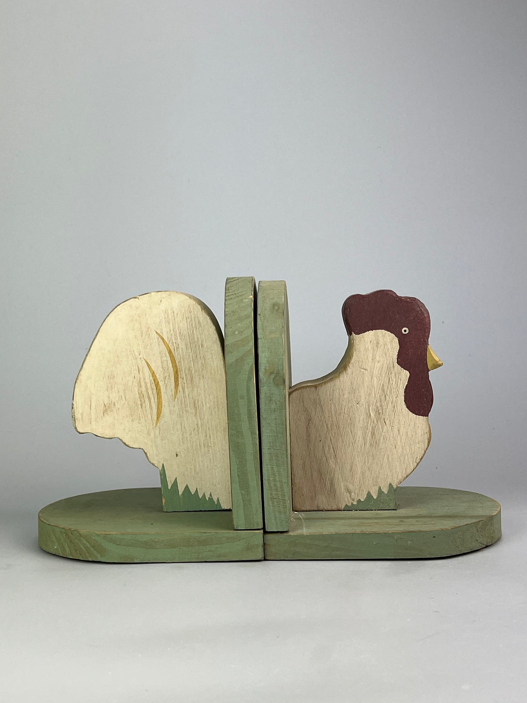 Fermalibri in Legno con Galline – Artigianato Country Vintage