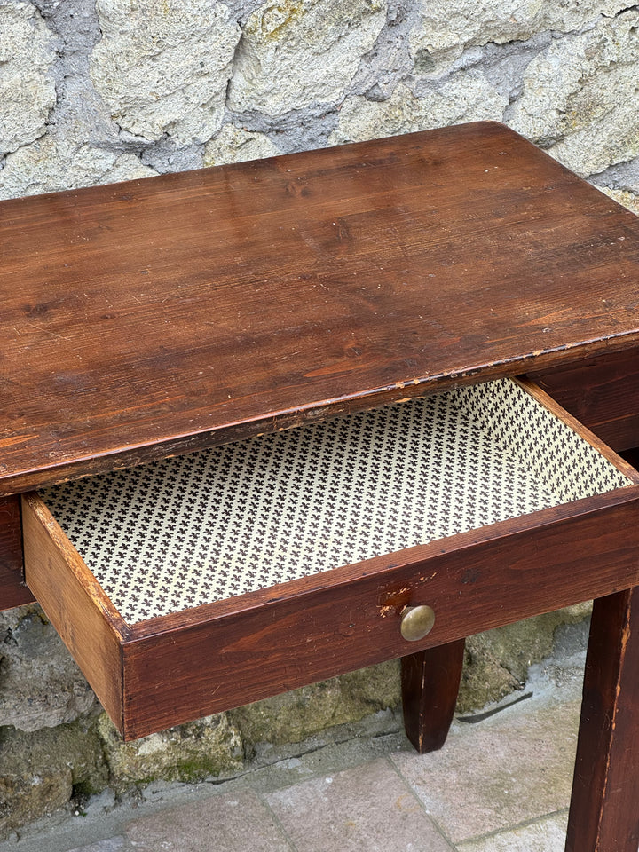 Scrittoio vintage in legno massello con cassetto centrale