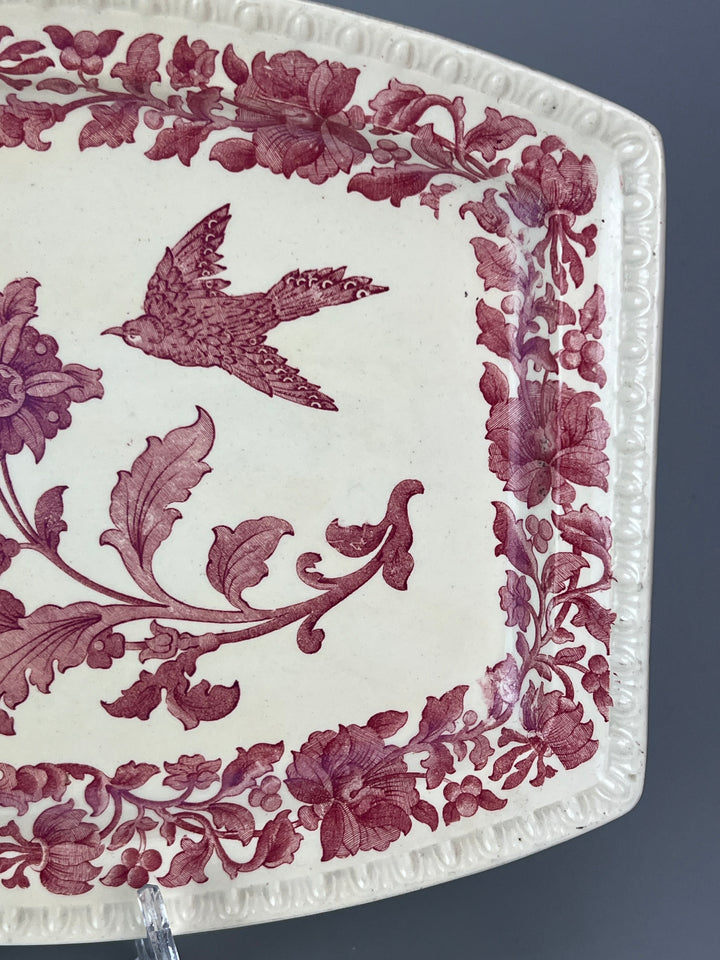 Vassoio ceramica copeland decoro rosa