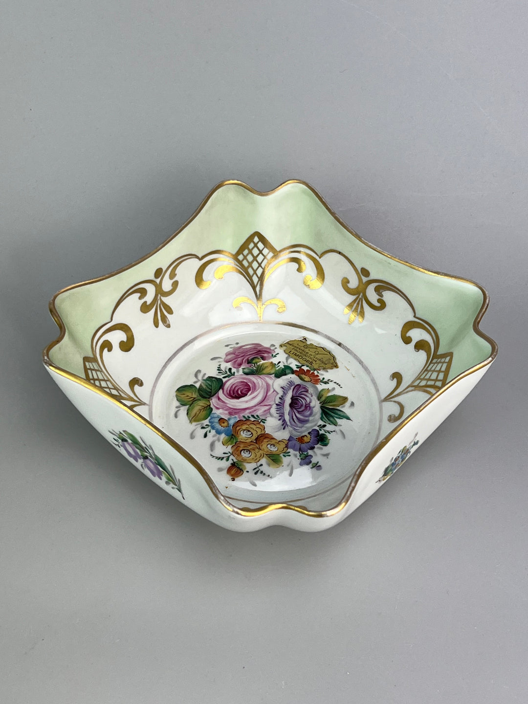 Svuotatasche in porcellana decorata stile Limoges, anni '50