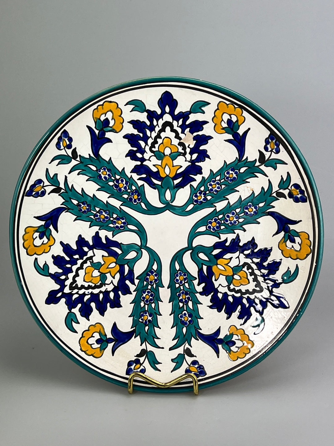 Piatto da parete in ceramica dipinta a mano decoro floreale ispirazione Safi