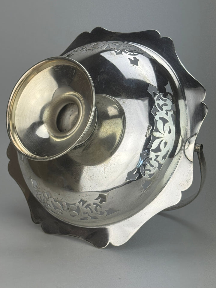Centrotavola Cestino vintage in silverplate con dettaglio traforato