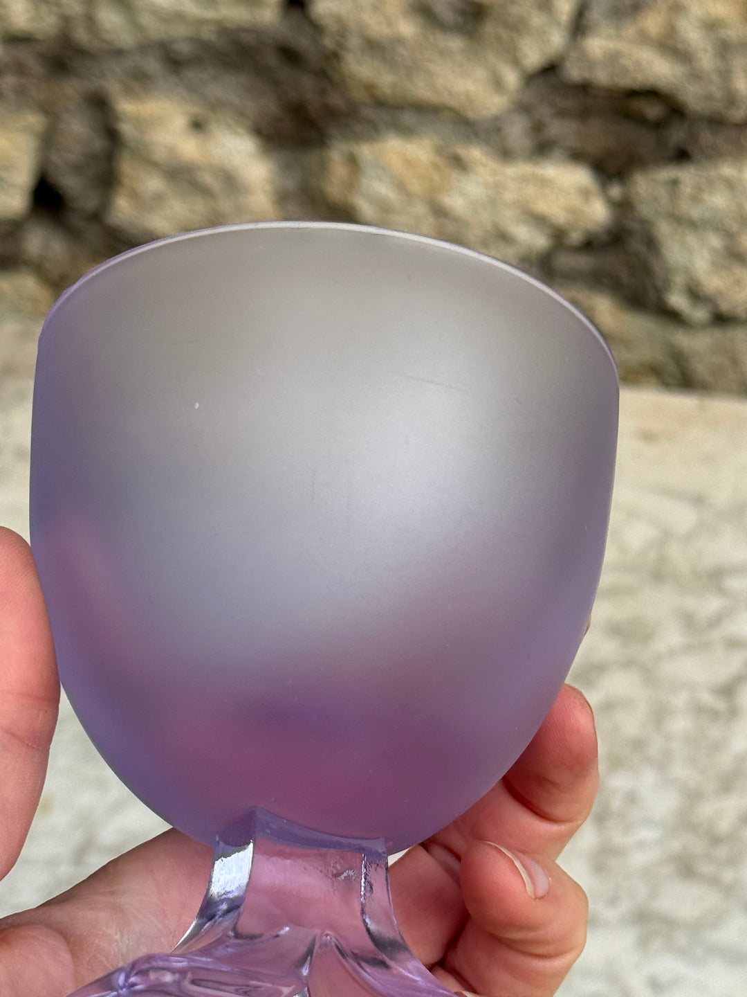 Set di 12 Calici Mid-Century in vetro satinato viola