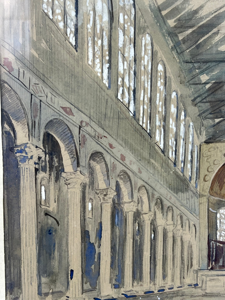 Acquarello Interno della Basilica di Santa Sabina all’Aventino Roma