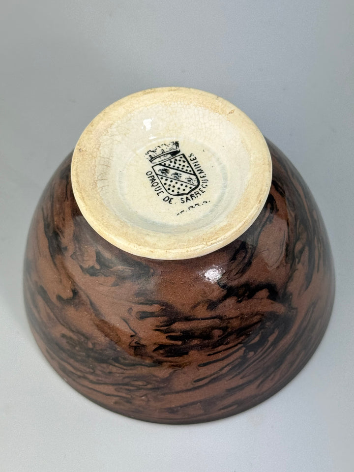 Ciotolina in ceramica Sarreguemines marmorizzata marrone