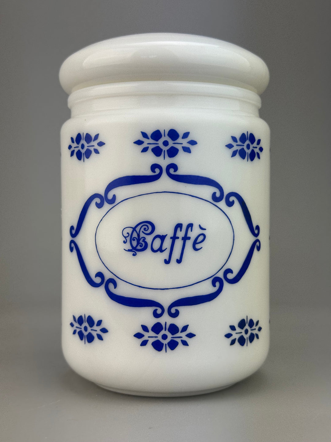 Coppia barattolo vintage da cucina “Caffè” e "Sale" in vetro opalino