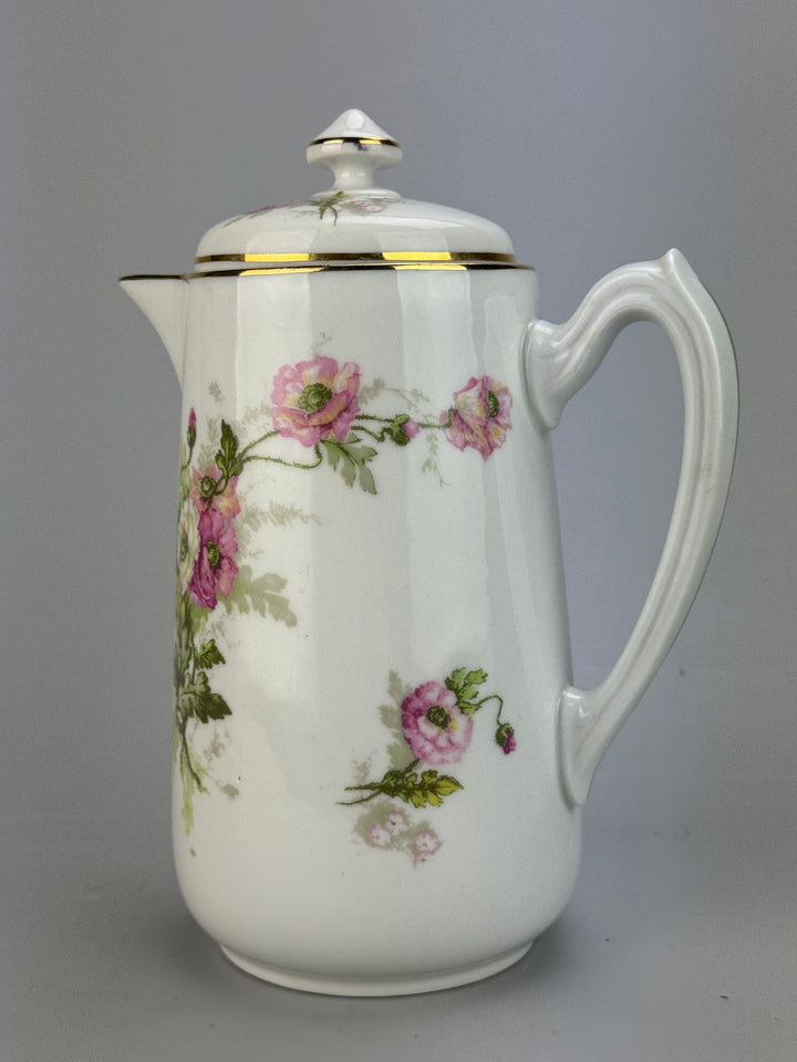 Caffettiera in porcellana decoro floreale Limoges