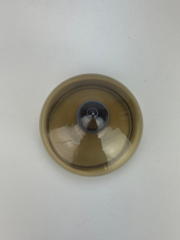 Barattolo vintage in vetro fumé marrone con coperchio
