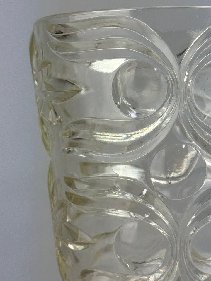 Vaso vintage in cristallo molato con motivo geometrico circolare anni ’60