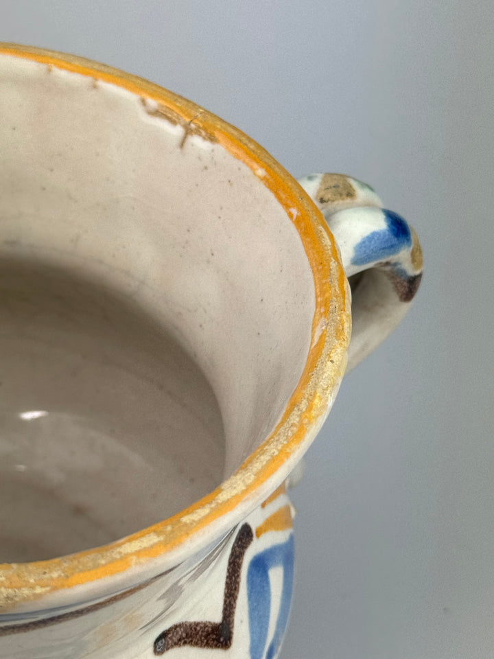 Brocca in maiolica popolare dipinta a mano