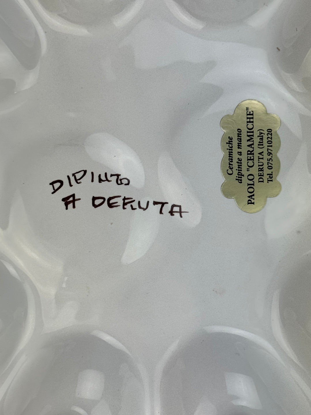 Piatto Portauova in ceramica Deruta dipinto a mano