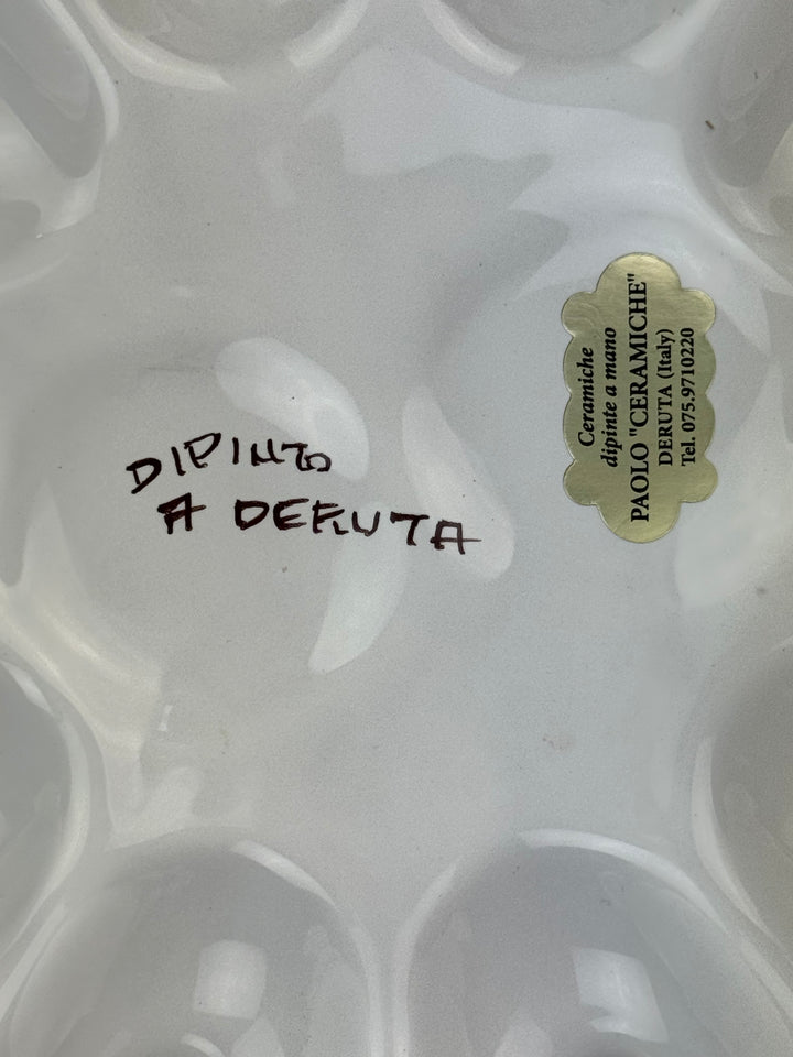 Piatto Portauova in ceramica Deruta dipinto a mano