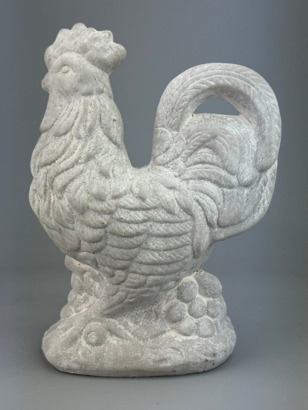 Statua Gallo vintage in gesso decorazione rustica country chic