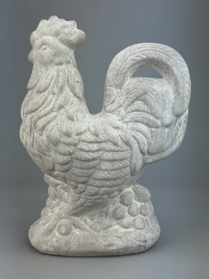 Statua Gallo vintage in gesso decorazione rustica country chic