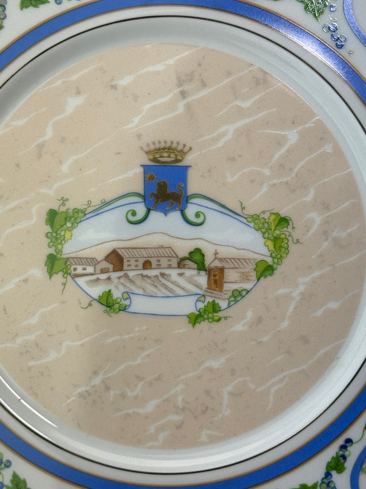 Vassoio da portata porcellana Ancap decorata con vigne e uccelli