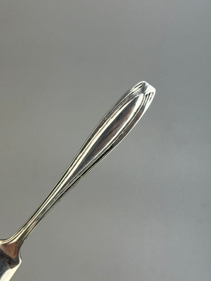 Burriera inglese vintage in vetro e silverplate con coltello