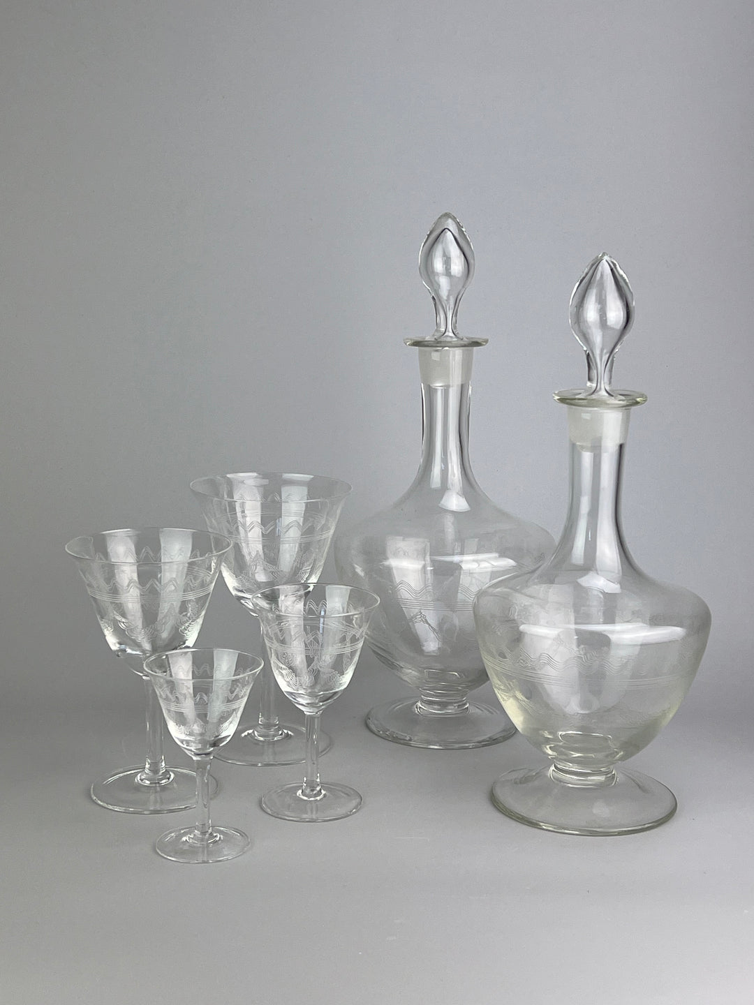 Servizio di calici in cristallo inciso da 4 misure per 8 persone