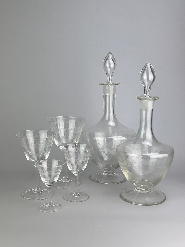 Servizio di calici in cristallo inciso da 4 misure per 8 persone