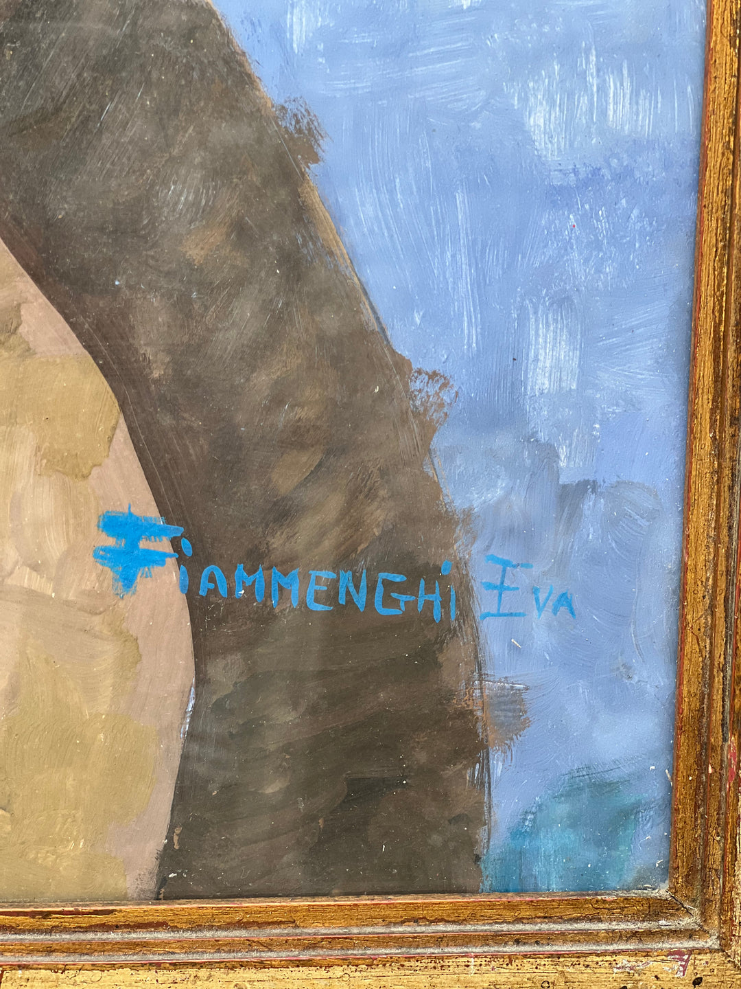 Quadro olio su carta figura femminile