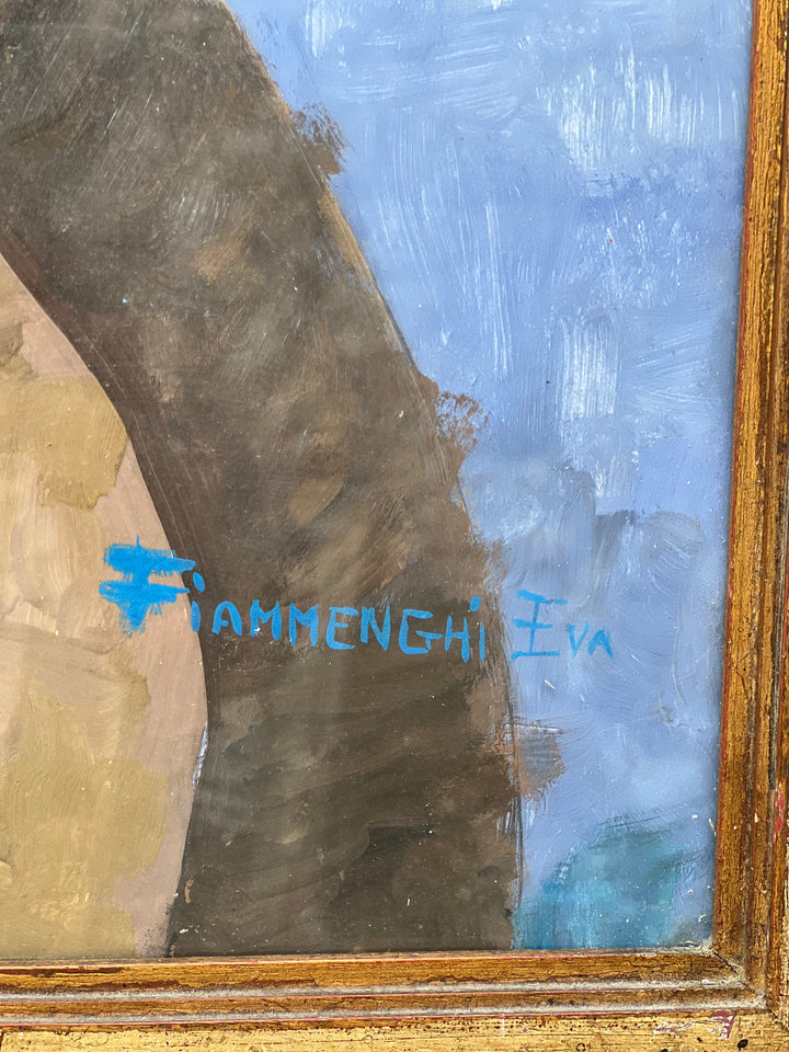 Quadro olio su carta figura femminile