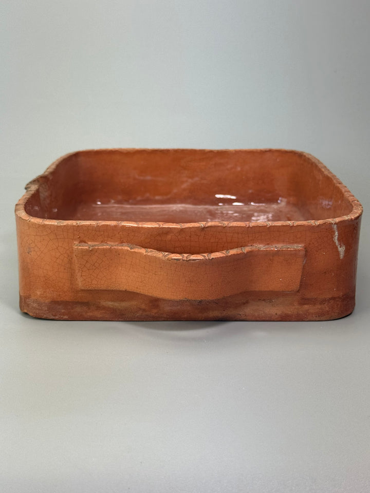 Pirofila in terracotta con manici vintage produzione artigianale