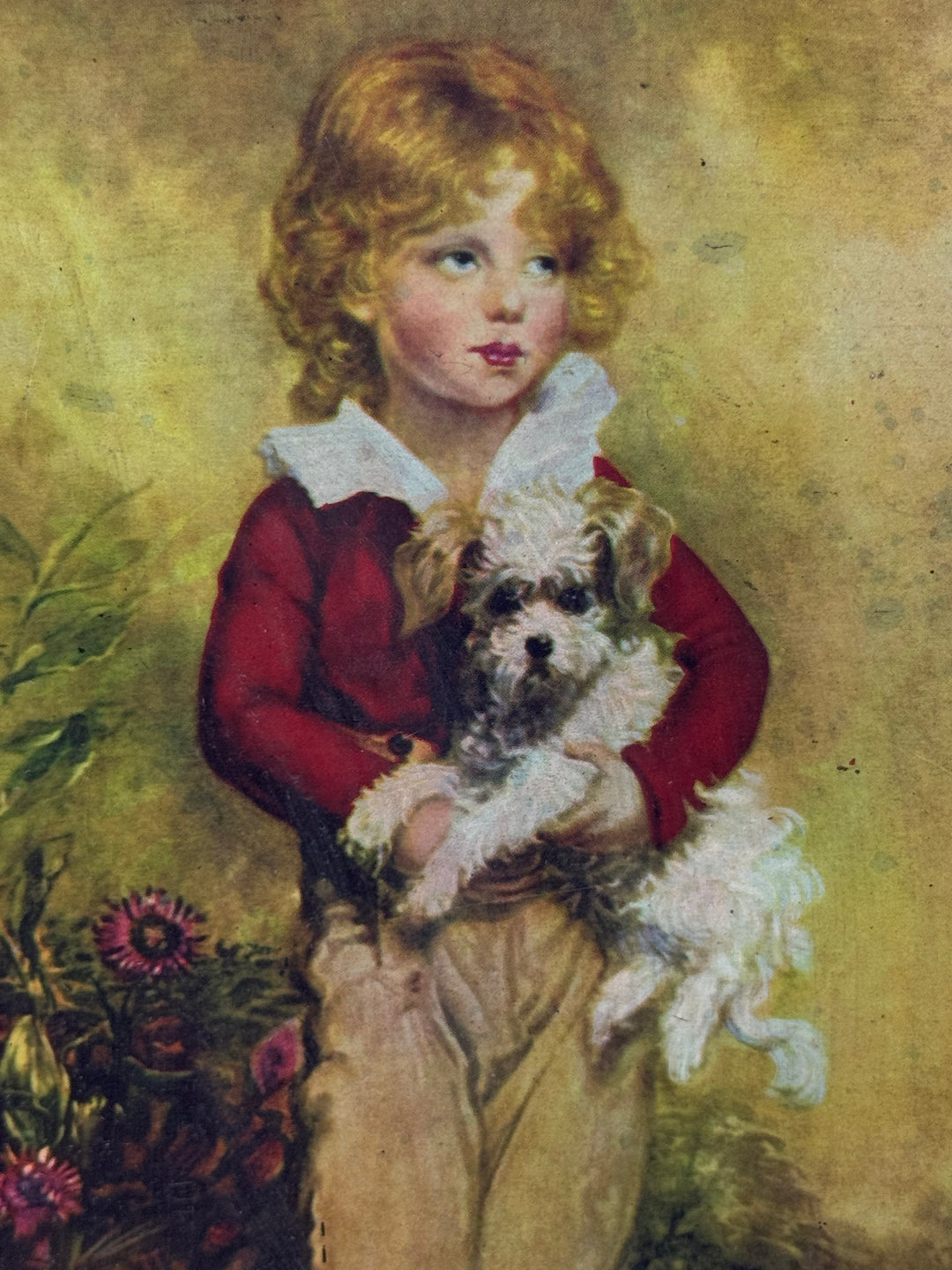 Scatola di latta vintage per torrone Rocco Scutellà e Figlio Bambino con cagnolino