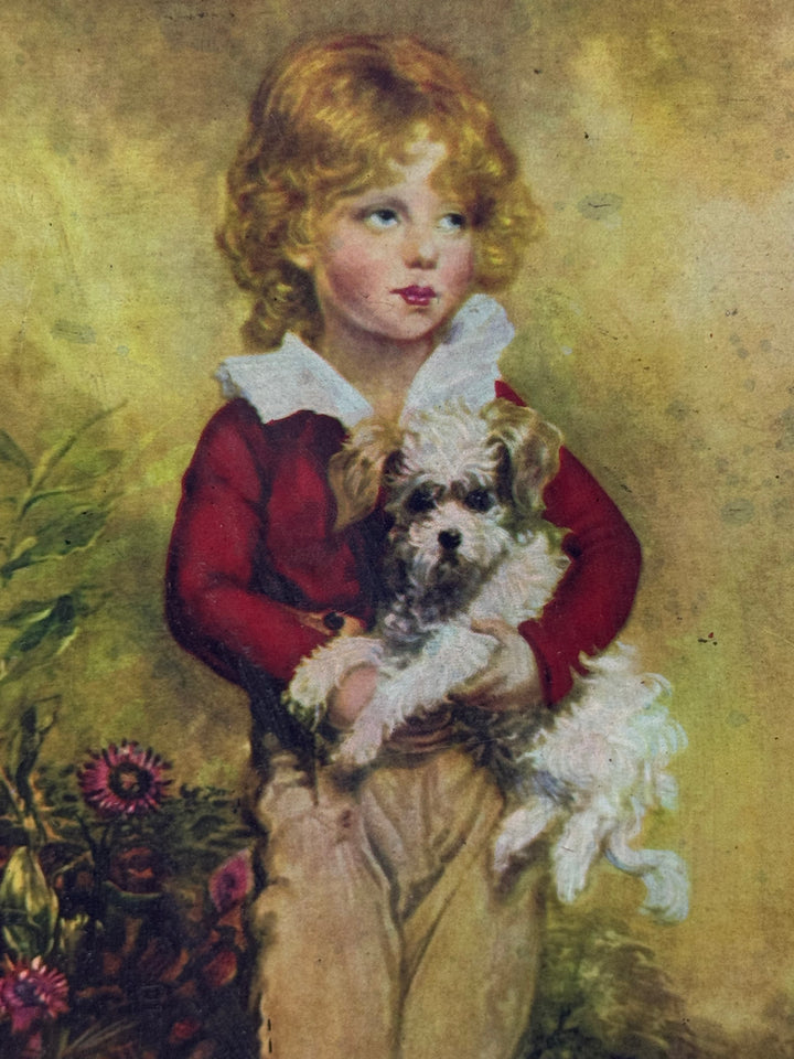 Scatola di latta vintage per torrone Rocco Scutellà e Figlio Bambino con cagnolino