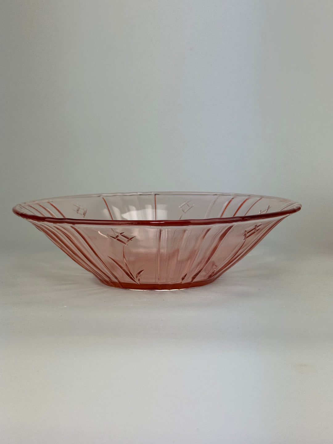 Servizio da macedonia vintage 6 persone in vetro rosa decoro floreale