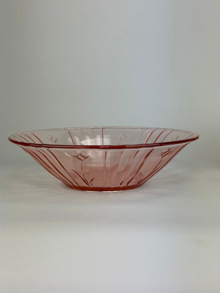 Servizio da macedonia vintage 6 persone in vetro rosa decoro floreale