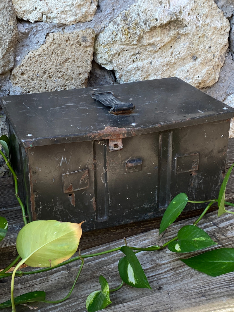 Cassetta porta munizioni metallo verde vintage