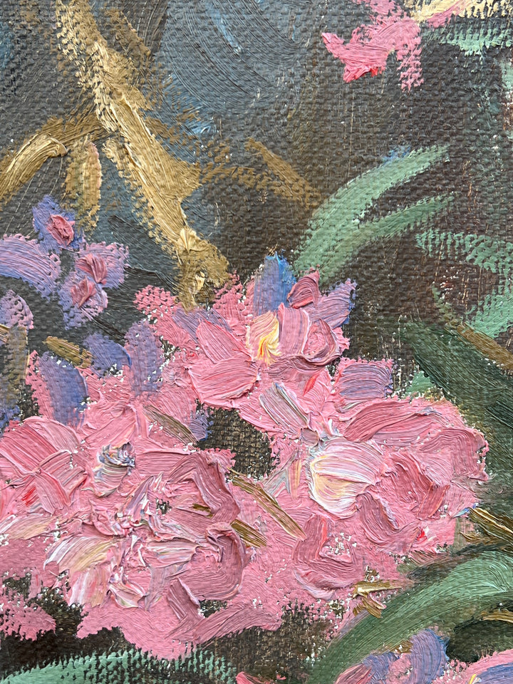 Quadro olio su tela "Rododendri"