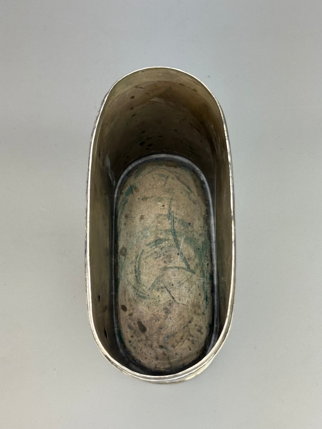 Scatola porta tè vintage in silverplate inciso