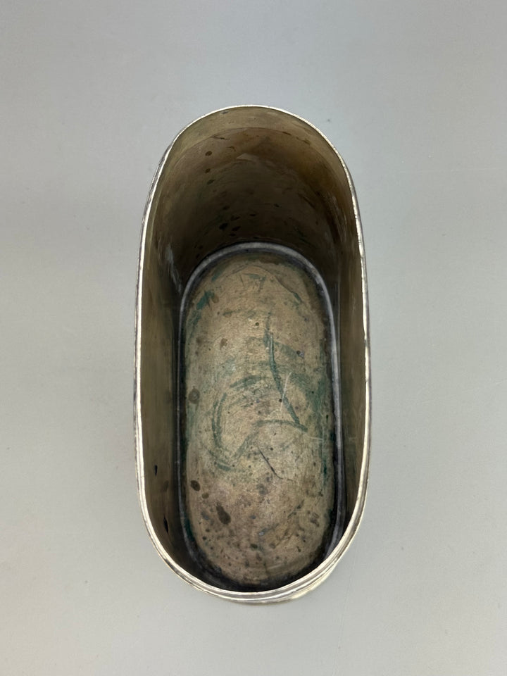 Scatola porta tè vintage in silverplate inciso