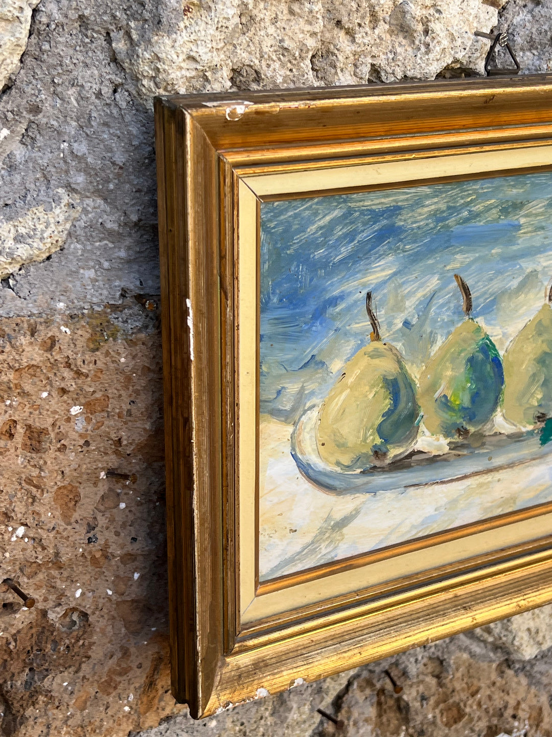 Dipinto a olio su tavola Natura morta con pere