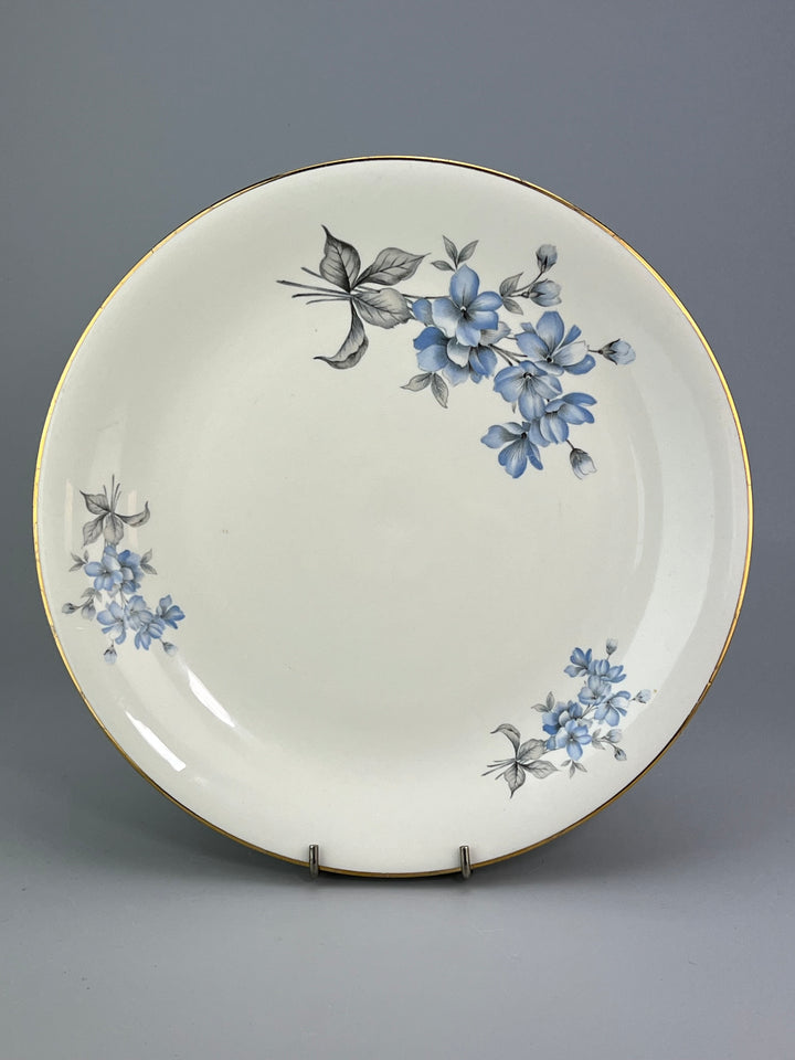 Servizio di piatti 12 persone vintage Dilhand Fabrik fiori celesti e bordo dorato