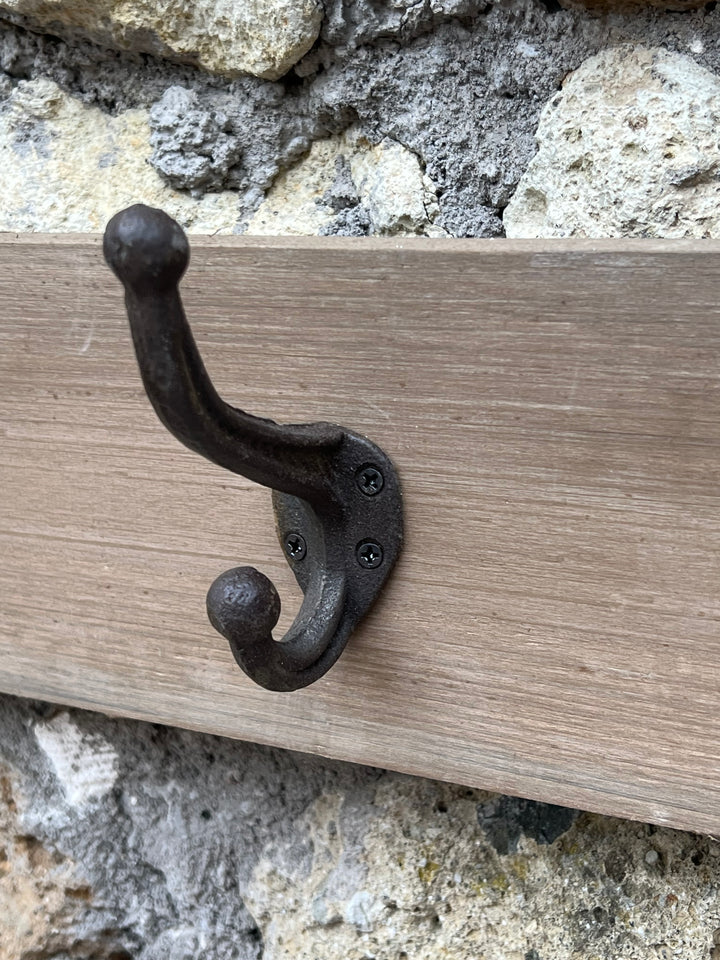 Appendiabiti da parete in legno e 5 ganci stile rustico industriale