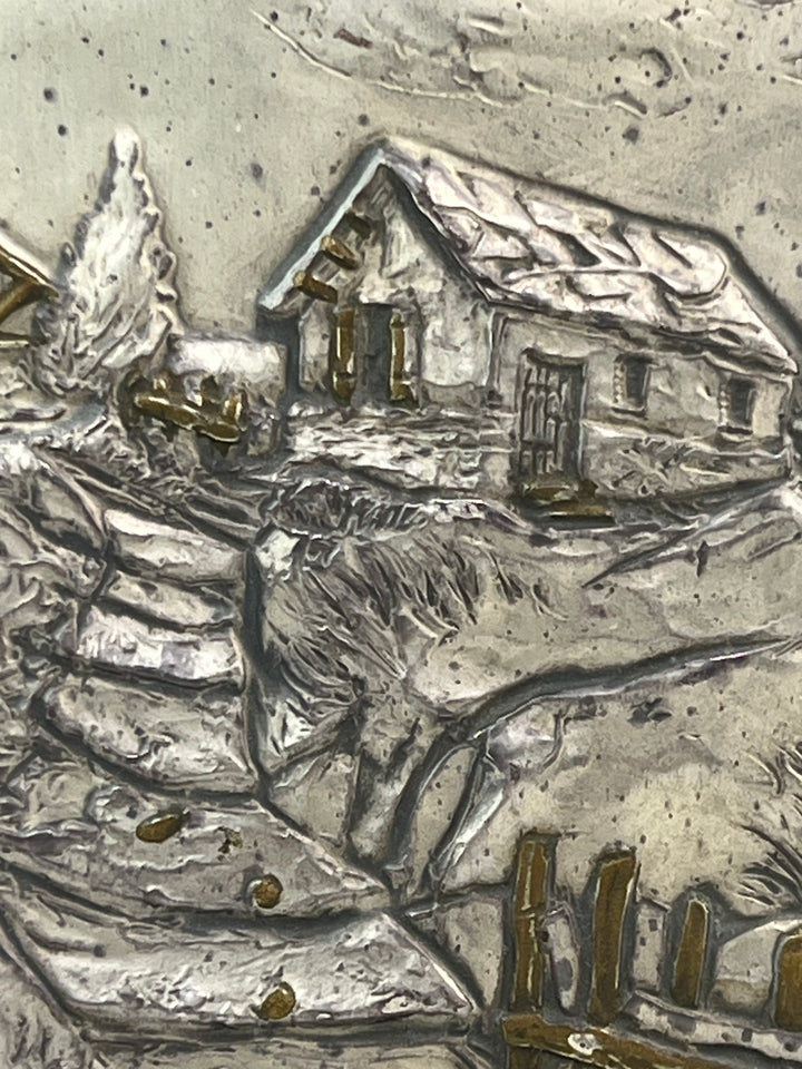 Scatola in legno radica con pannello in argento 999 e foglia oro EUROESSE