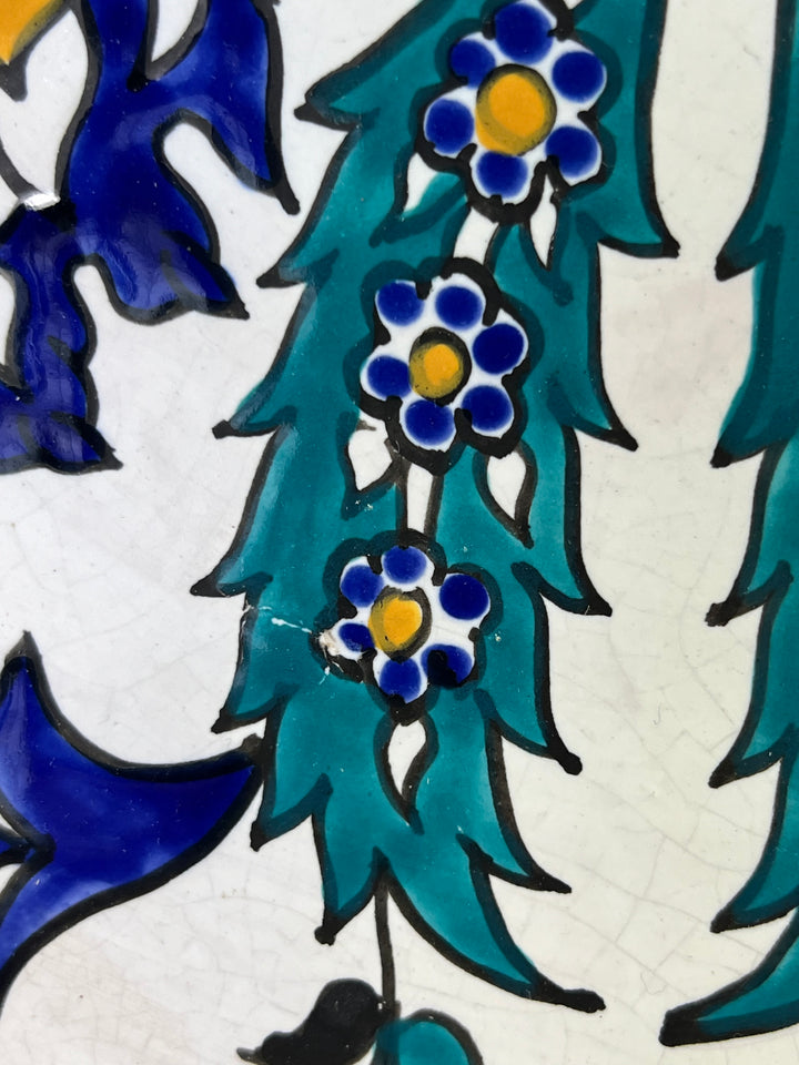 Piatto da parete in ceramica dipinta a mano decoro floreale ispirazione Safi